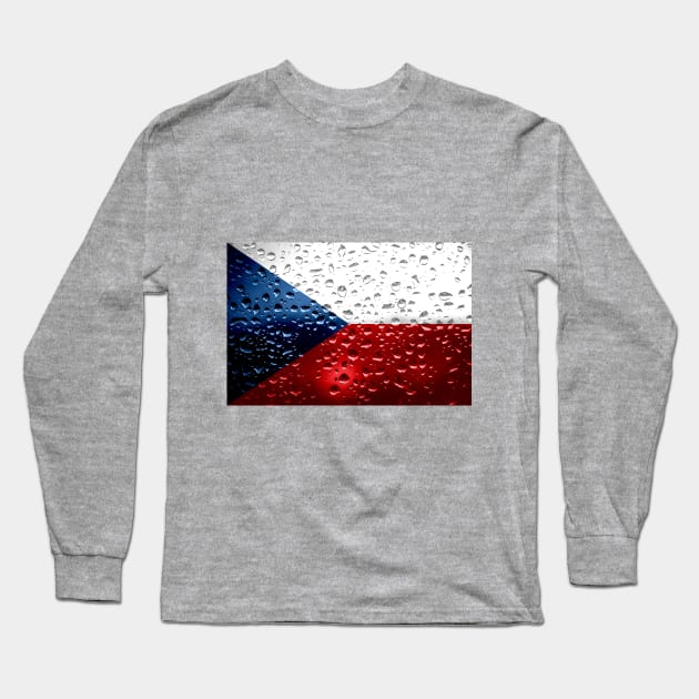 Flag of the Czech Republic - Raindrops Long Sleeve T-Shirt by DrPen